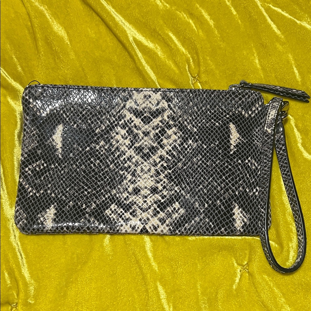 Banana Republic Elegant Black and Cream Snake Print Clutch